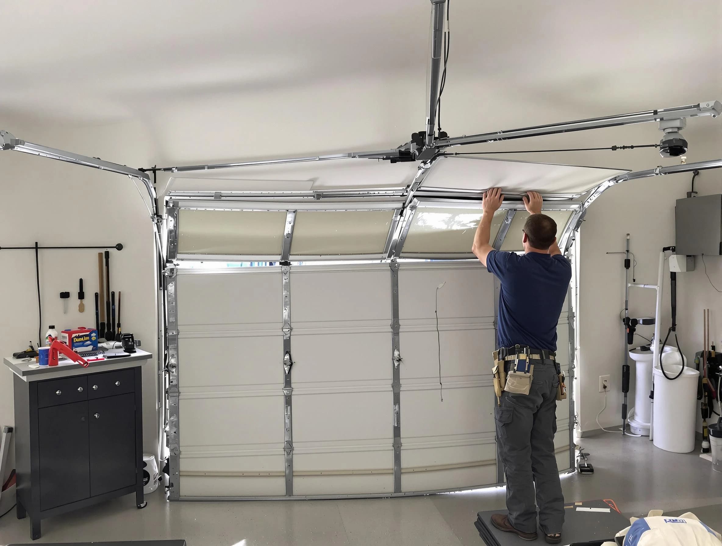 Homeacre-Lyndora Garage Door Repair specialist performing precise section replacement on Homeacre-Lyndora garage door
