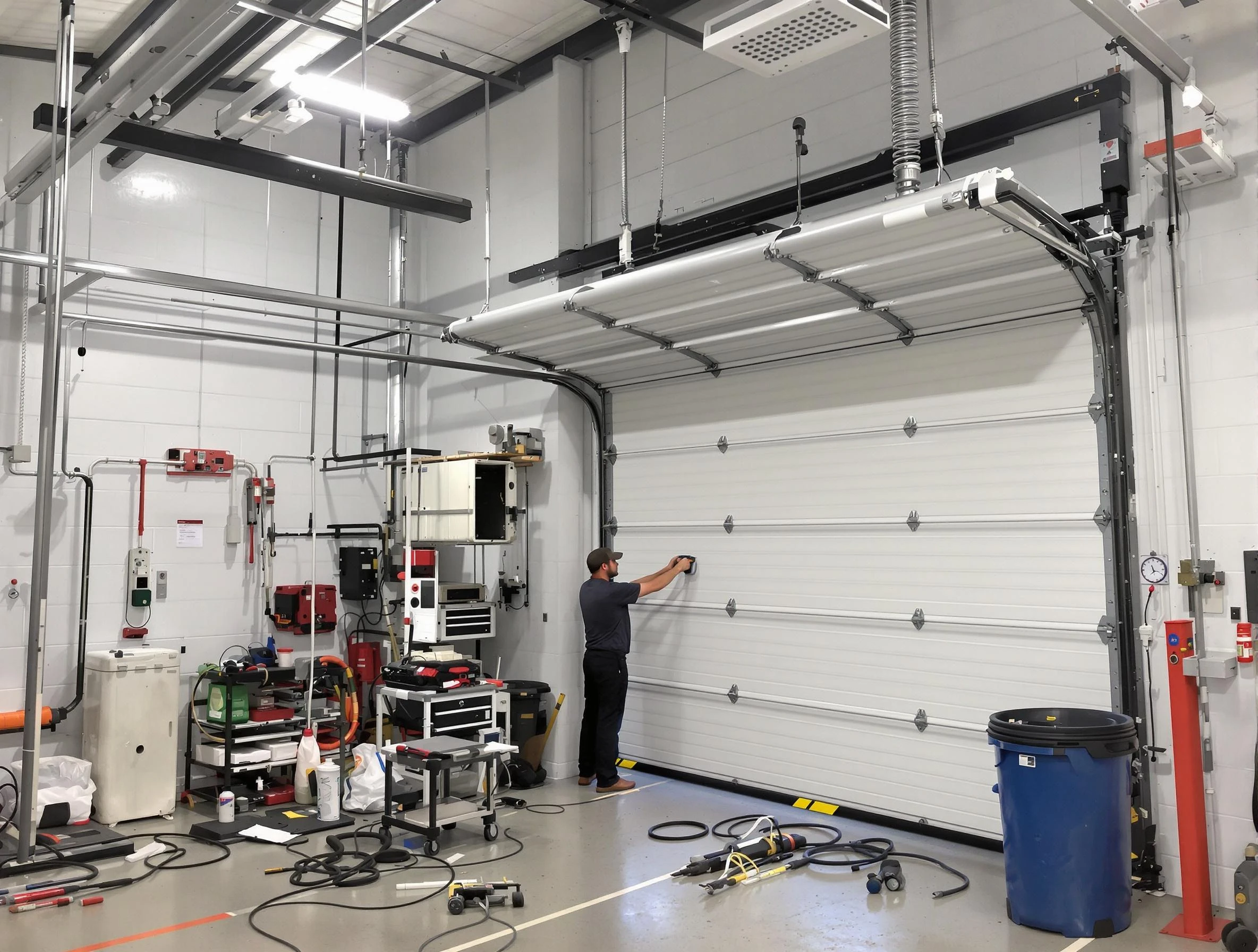 Homeacre-Lyndora Garage Door Repair certified technician performing commercial door repair at a Homeacre-Lyndora business facility