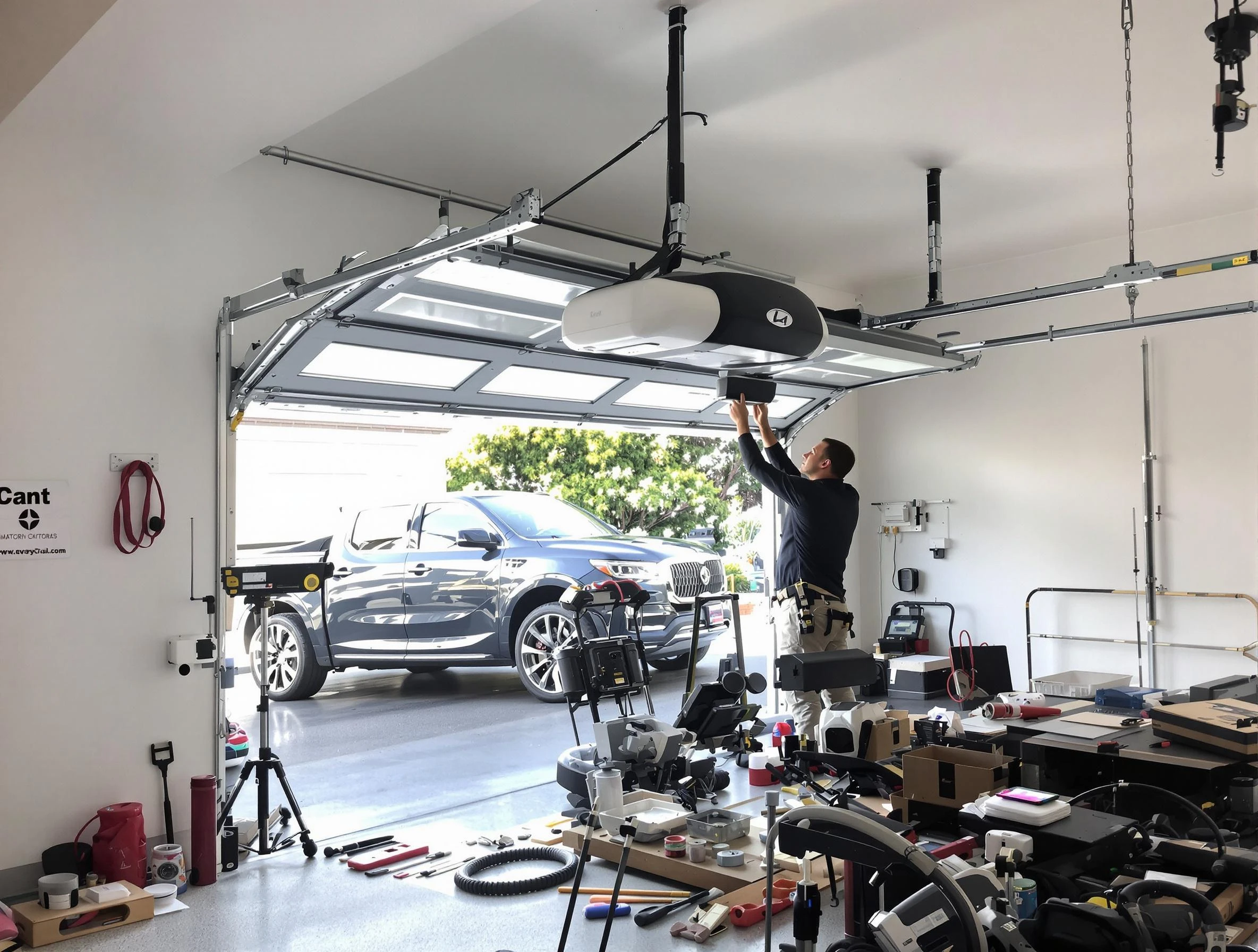 Homeacre-Lyndora Garage Door Repair specialist installing smart garage door opener system in Homeacre-Lyndora home
