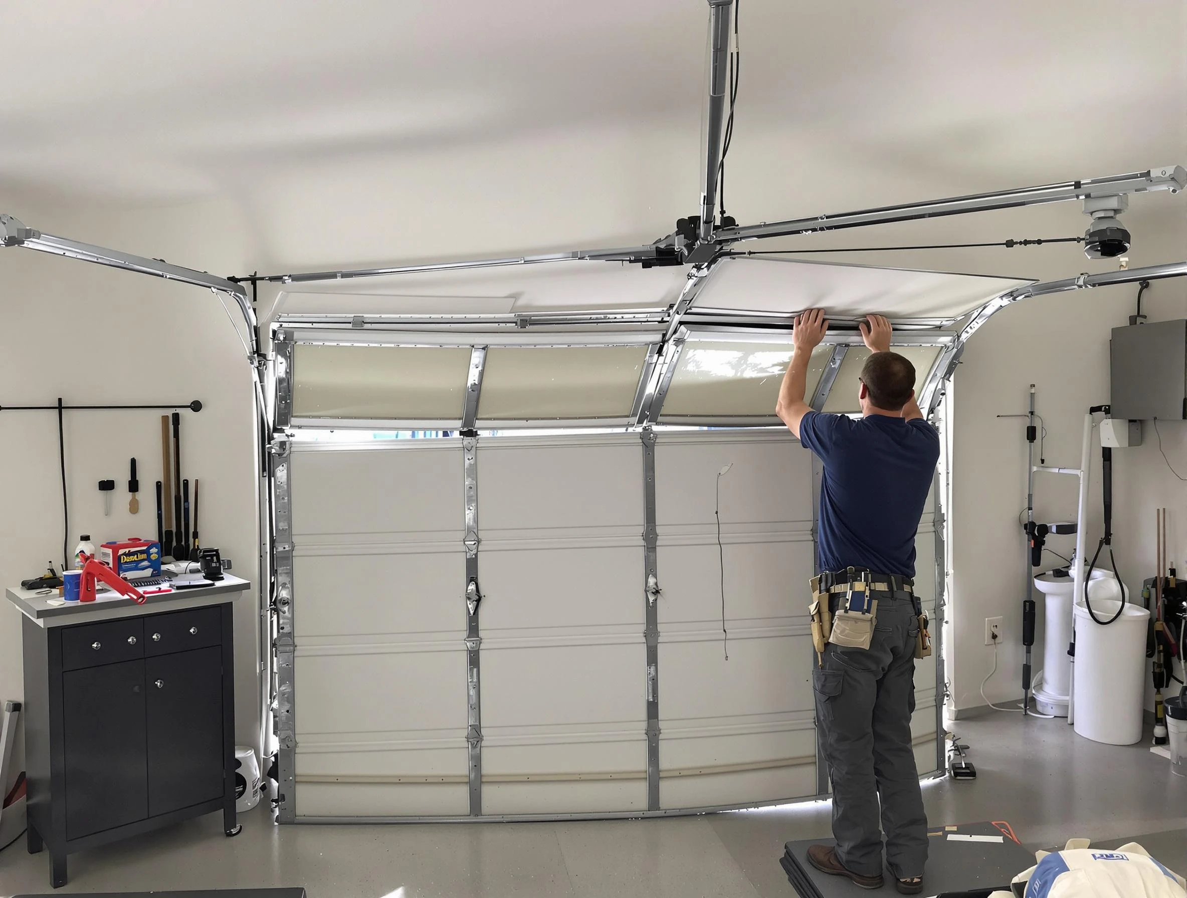 Homeacre-Lyndora Garage Door Repair specialist performing precise section replacement on Homeacre-Lyndora garage door